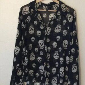 Skull Print Button-Down